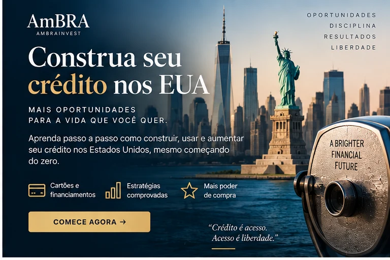 Construa seu crédito nos EUA - mais oportunidades para a vida que você quer. Aprenda passo a passo como construir, usar e aumentar seu crédito nos Estados Unidos, mesmo começando do zero: cartões e financiamentos, estratégias comprovadas, mais poder de compra.